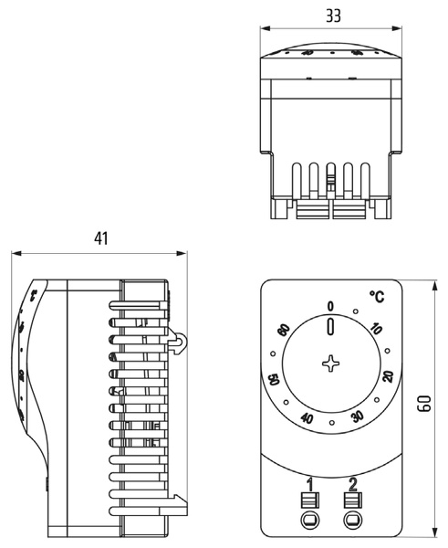 Schéma termostatu KTO 011 s rozpínacím kontaktem