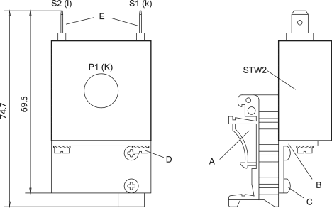Rozmery meracieho transfomátoru prúdu STW2