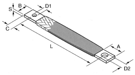Schéma - spojka ze splétaného měděného pásku s izolací