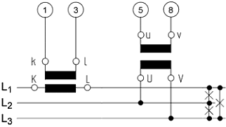 Schéma připojení převodníku fázového úhlu CU 2.2 D