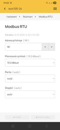 iso415R - nastavenie zbernice Modbus RTU