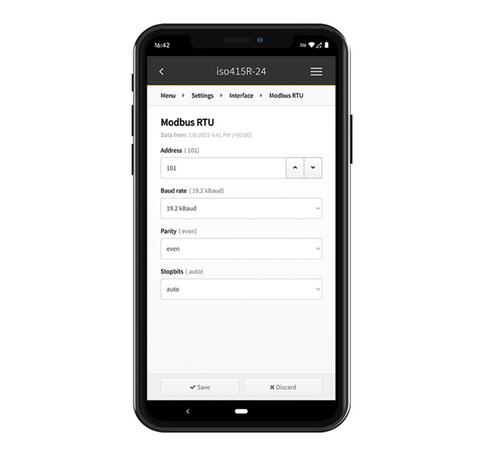 Bender Connect App - nastavenie Modbus RTU
