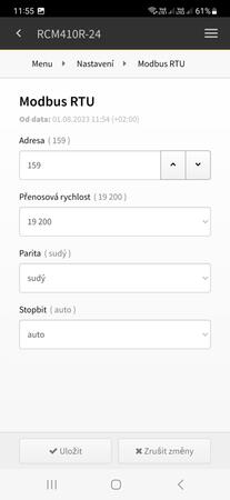 Bender Connect App - nastavenie Modbus RTU